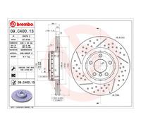 BREMBO 09.C400.13 Brake Disc Rear Vented Replacement For BMW 2 Series 230i M240i