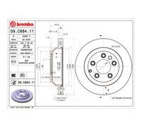 BREMBO 09.C884.11 Brake Disc Rear Vented Fits Porsche Cayenne GTS 4.8 3.0 TDI