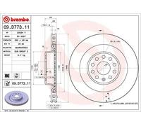 BREMBO Brake disc 09.D773.11 365 28 9 internally vented Coated High-carbon TESLA: Model S, Model X