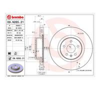 BREMBO Brake disc internally vented 09.N265.21 Brake rotor,Brake discs TESLA,Model S (5YJS),Model X (5YJX)