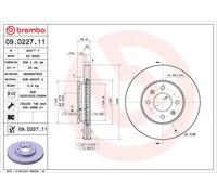 Brembo 2 x Front Brake 256mm Disc Set fits Hyundai Accent Kia Rio 09.D227.11