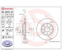 Brembo 2 x Front Brake 257mm Disc Set fits Fiat Opel Vauxhall 09.5843.31
