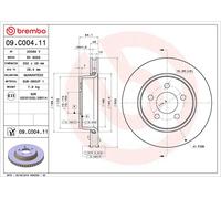 Brembo 2 x Front Brake 302mm Disc Set fits Dodge Nitro Jeep Compass 09.C004.11