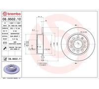 Brembo 2 x Rear Brake 253mm Disc Set fits VW Caddy Golf Golf Plus 2.0 1.6