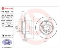 Brembo 2 x Rear Brake 268mm Disc Set fits Ford Galaxy Seat Alhambra VW Sharan