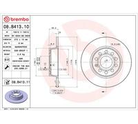 Brembo 2 x Rear Brake 272mm Disc Set fits Audi Cupra Seat Skoda VW 08.B413.11