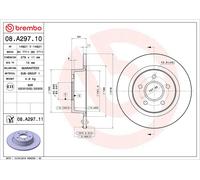 Pair of Brembo 08.A297.11 Brake Disc Rear Solid (x2)