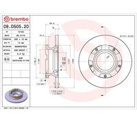 Brembo 2 x Rear Brake 288mm Disc Set fits Ford Tourneo Custom Transit 08.D505.20