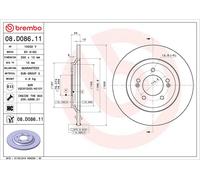 2x Brake Discs Solid Rear 300mm 08.D086.11 Brembo 58411S0300
