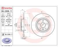 Brembo 2 x Rear Brake 300mm Disc Set fits Jaguar Land Rover 2.0 2.2 08.C208.11
