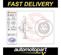 BREMBO 2x Brake Discs Solid Rear Axle Braking Fits Audi A1 VW Polo 08.D973.11