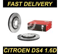 Brembo 2x Brake Discs Pair Vented fits CITROEN DS4 1.6D Front 11 to 15 266mm Set