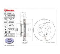 2x Brake Discs Front Internally Vented Fits Mercedes-Benz VW BREMBO 09.9508.11