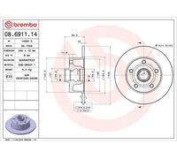 BREMBO Brake Disc Solid Rear Axle Braking 10mm Thick Fits Audi A4 08.6911.14