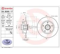 Brembo Rear Brake Discs Solid 260mm Pair - 08.B369.17