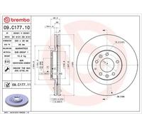 BREMBO Brake disc internally vented 09.C177.11 Brake rotor,Brake discs MAZDA,FORD USA,CX-7 (ER),CX-9 (TB),EDGE (U387)
