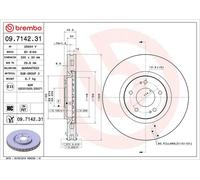 Brembo Prime Line UV Coated Vented Brake Disc 09.7142.31 Fits Mitsubishi