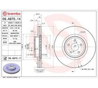 2x Brake disc internally vented 09.A870.11 BREMBO for SUBARU LEGACY IV OUTBACK