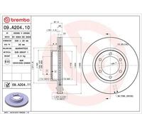 Brake disc BREMBO 09.A204.11 for TOYOTA 4 RUNNER IV (_N21_) 4.0 2002-2009