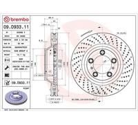 Brembo Prime Line UV Coated Vented Brake Disc - Drilled 09.D933.11 Fits Porsche