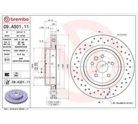 BREMBO Brake Disc Vented Rear Axle Braking Coated Fits Lexus IS 09.A301.11
