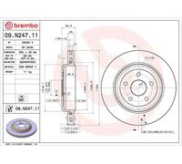 BREMBO Brake Disc Vented Rear Axle Braking Fits Jeep Grand Cherokee 09.N247.11