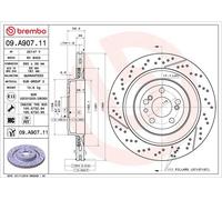 2x Brake Discs Vented Drilled Grooved Rear 360mm 09.A907.11 Brembo 1974230112