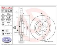 BREMBO Brake Disc Vented Rear Axle Braking Fits Volvo S60 V70 09.8615.11