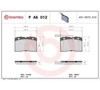 BREMBO P A6 012 Brake pad set