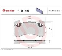 Brake pads P 85 136 BREMBO for AUDI BENTLEY