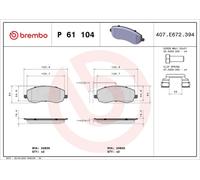 Brembo P 61 104 Brake Pad Set – Disc Brake for Citroën, Peugeot, Fiat, Lancia