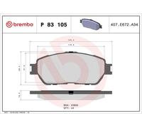Brembo Brake Pad Set P83105 10182478A, Front, 4x Pads, Wear Indicator, Not Fitted