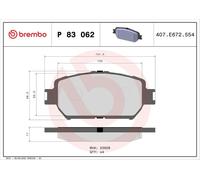 Brake pads P 83 062 BREMBO for TOYOTA LEXUS