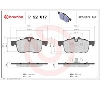 P52017 Front Brake Pad Set 4x Pads Prepared For Wear Indicator Braking By Brembo