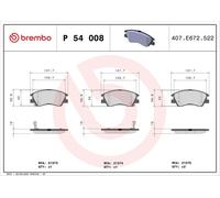 BREMBO P 54 008 Brake pad set