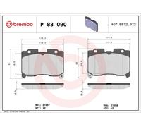 BREMBO Brake pad set P 83 090 with acoustic wear warning without accessories TOYOTA: Celica VI Coupe, Supra IV