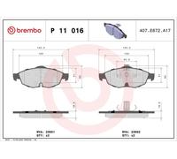 BREMBO P 11 016 Brake pad set