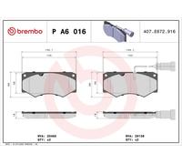 Front Brake Pad Set BREMBO P A6 016