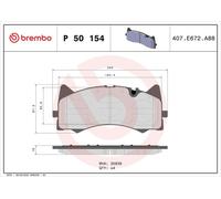 Brembo Brake Pads P 50 154 - Front Set of 4, Wear Indicator - Mercedes-Benz C-Class/T-Model, AMG GT