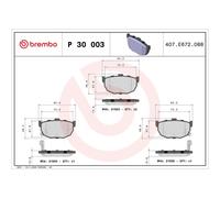 BREMBO Brake Pad Set P30003 Rear Axle - Maximum Driving Comfort Performance