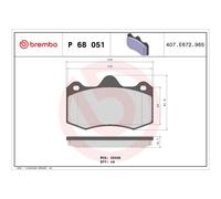 BREMBO Brake Pad Set P68051 Fits Renault Front or Rear Axle - OE Equivalent