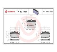 BREMBO Brake Pad Set P83057 Rear Axle - Maximum Driving Comfort Performance