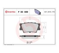Brembo Brake Pads P 83 089 - Rear Disc - Set of 4 - for Toyota Lexus