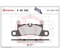 Brembo Brake Pad Set P 65 042 - Rear Disc Brake for Porsche 911, Cayenne, Boxster/718, Cayman