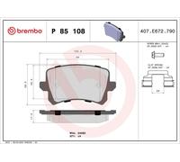 Rear Brake Pad Set BREMBO P 85 108 for VW/Seat/Audi Sharan/Tiguan/CC/Passat/Golf