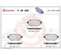 Brembo Rear Brake Pad Set P49063 with Anti-Squeak Plate for Mazda 3 CX-3