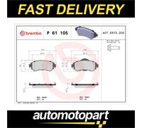 Brake Pads Set fits CITROEN C4 Mk2 1.6D Front 2009 on Brembo 1611840080 Quality