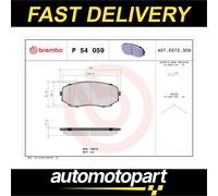 Brembo Brake Pad Set P 54 059 - Disc Brake - Fits Mazda CX-5 2.0 & Mitsubishi Pajero/Sport