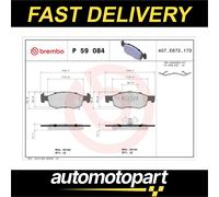 Brembo P59084 Brake Pad Set Replacement Fits Vauxhall Corsavan 1.2 1.3 CDTi