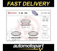 Brembo Brake Pad Set P 83 150 - Front - Fits Toyota Auris, Auris Van, Corolla